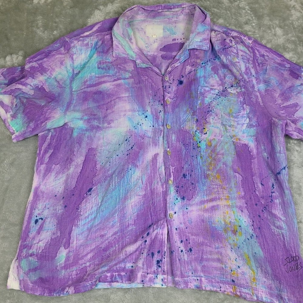 Vintage Sloop Jones 2XL Men's Button Shirt Blue Ombre Cotton USA Made‎